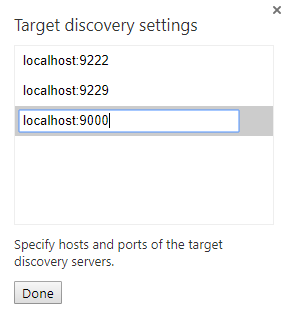 Add the network target localhost:9000 to the list.